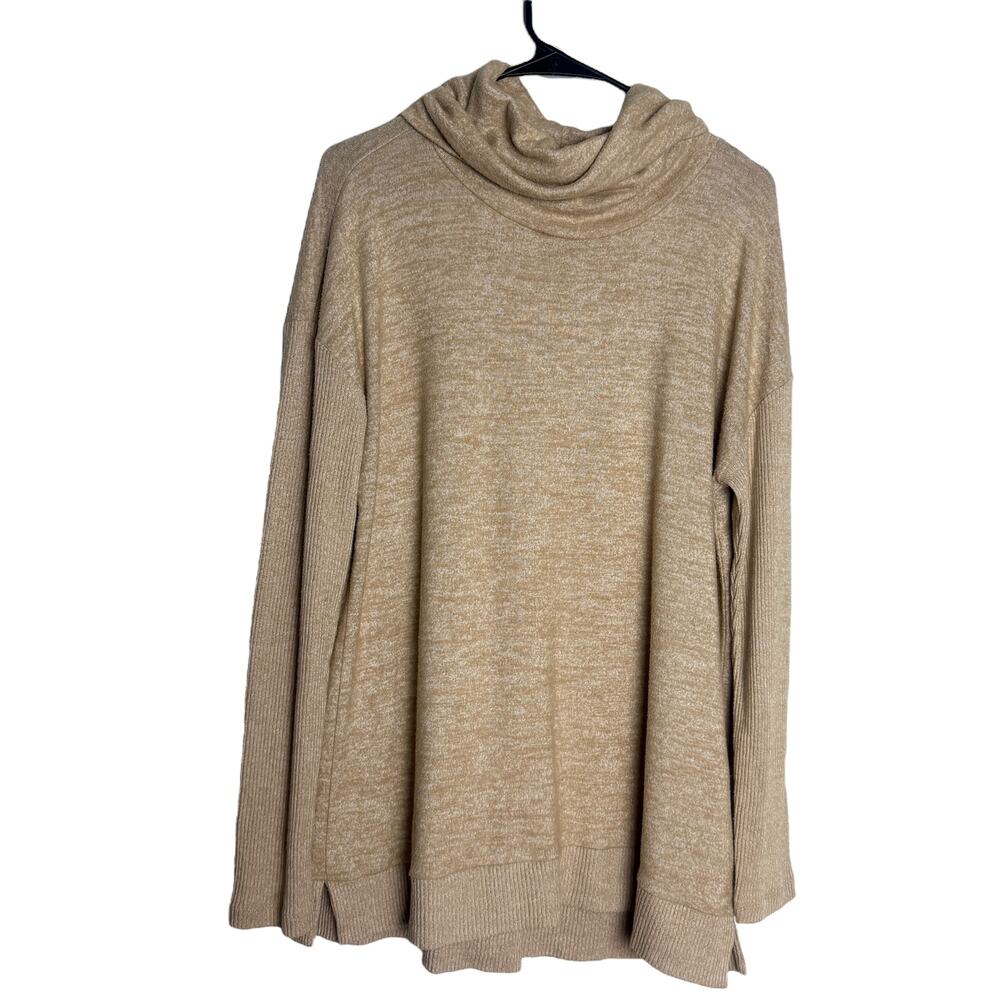 Gap Sweater Womens Size Large Tan Cowl Neck Soft Stretchy Minimalist Casual